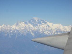 Blick auf den Mt. Everest, Flug KTM-BKK